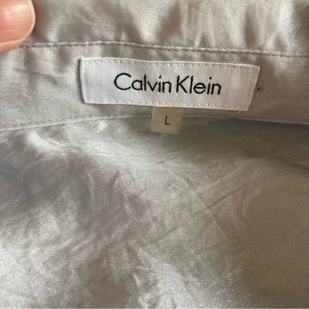 Calvin Klein Silvery Gray Button-up Shirt Large - Picture 4 of 7